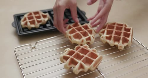 Fresh Waffles Cooking At Home