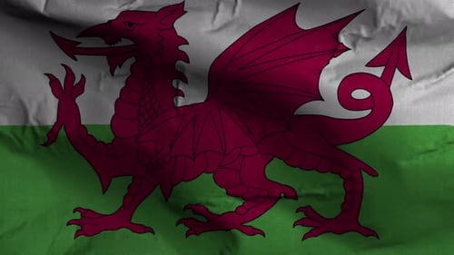 Wehender Hintergrund mit walesischer Flagge, 4K
