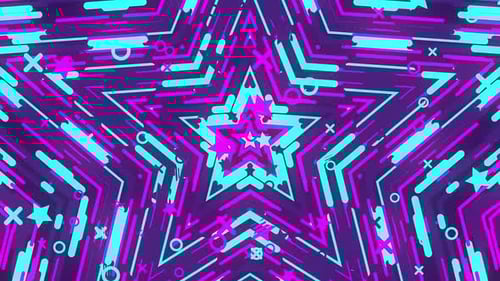 Abstract Neon Star Tunnel with Glowing Geometric Lines Loop