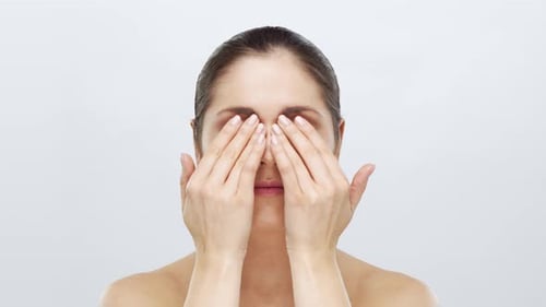 Studio portrait of young, beautiful and natural blond woman