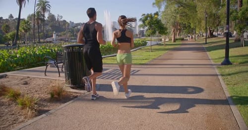 Jogging Slow-Motion Athletic Couple Workout