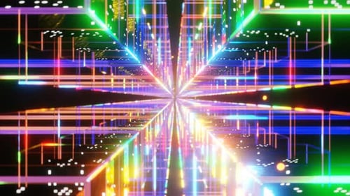 Abstract Multicolor Neon Square Moving Through VJ Loop Concert Background