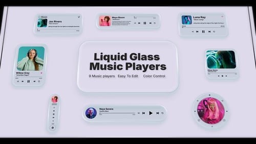 Liquid Glass Music Players (MOGRT)