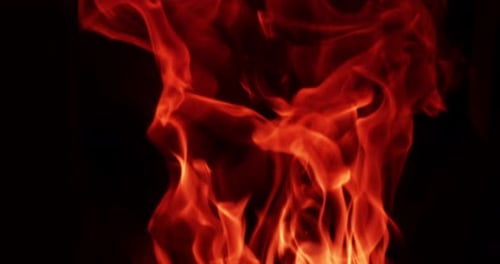 Flames in a pellet stove, Slow motion 4K