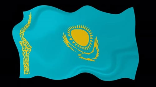 Seamless Loop Waving Flag of Kazakhstan