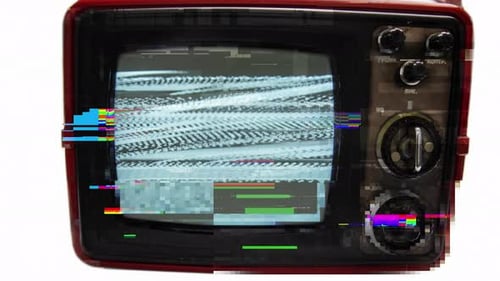 Vintage Television with Distorted Glitch Static Effect