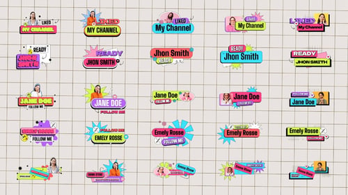 Retro Pop Lower Thirds Colorful Y2K Style MOGRT 02
