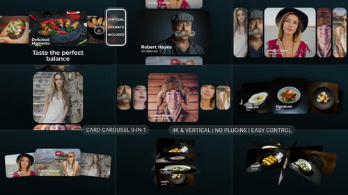 Modern 3D Card Carousel | MOGRT
