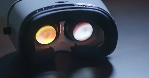 Virtual Reality Headset with Colorful Lights Flickering