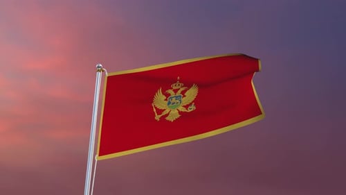 Montenegro National Flag Waving Animation on Pole
