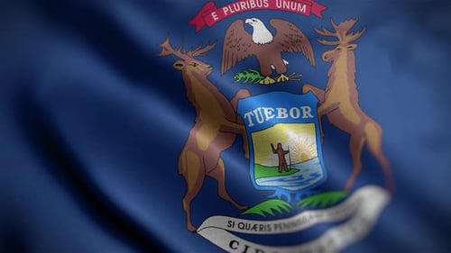 Waving Michigan State Flag Seamless Loop Animation