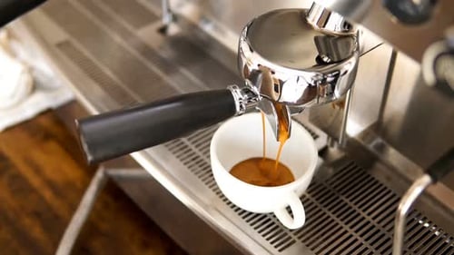 Making Espresso Beverage with Coffee Machine