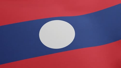 Nationalflagge von Laos winkt Originalgröße und Farben 3D Render Flagge der Demokratischen Republik Laos