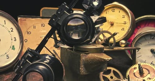 Collection of Vintage Clocks with Magnifying Lens