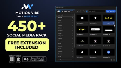 Social Media Pack | Free Extension for After Effects Included