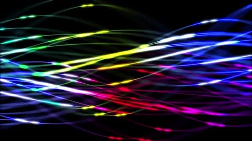 Colorful Wavy Glowing Neon Lines Abstract Background Loop