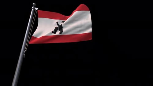 Animated Berlin City Flag Waving on Flagpole