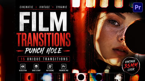 Vintage Film Transitions – 35mm Punch Hole Reel Effects for TikTok & Premiere Pro