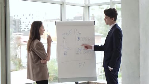 Professional Coach Give Presentation On Flipchart At Conference Office Training