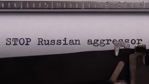Old Typewriter Types Powerful Message: Stop Russian Aggressor