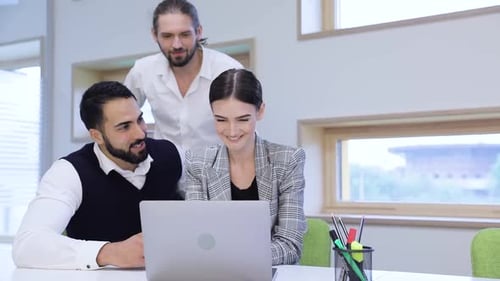 Business Meeting. People Working On Computer In Modern Office