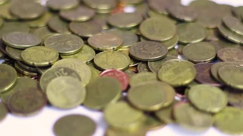 Close Up of Piles of Coins on Surface