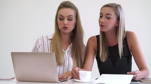 Blonde Business Woman Working at Modern Office