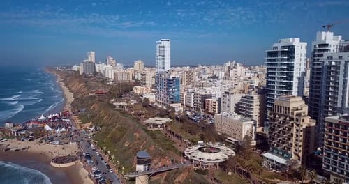 Coast And The City Of Netanya In Israel