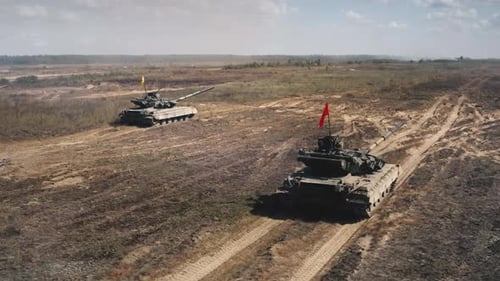 Panzerlinie bereit für den Angriff auf der Battlefield Road