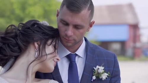 Slow Motion Close View Wonderful Happy Wedding Couple