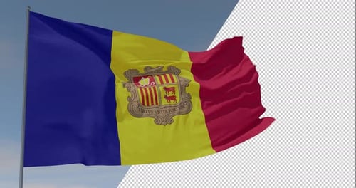 Andorra Flag Waving with Alpha Channel for National Identity