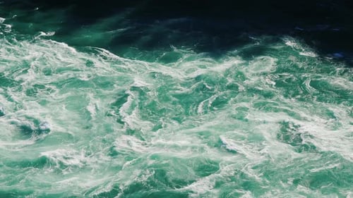 Mountain River, Top View. A Beautiful White Foam on the Surface of the Water. The Niagara River