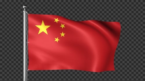 China Flag Waving Seamless Loop with Alpha Channel