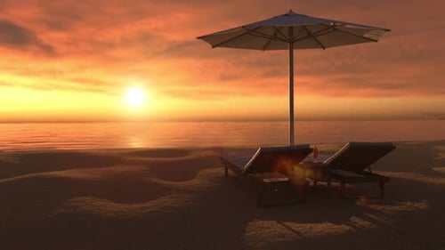 Abendlicher Blick auf Paradise Tropical Beach bei Sonnenuntergang