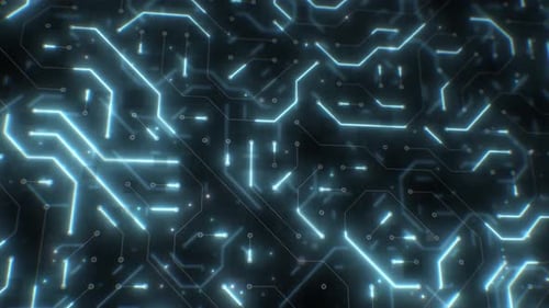 Futuristic Blue Glowing Circuit Board Digital Network Background