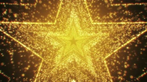 Modern Gold Particle Abstract Star Shaped Tunnel Looping Background