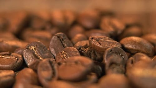 Roasted Coffee Beans Macro Close Up