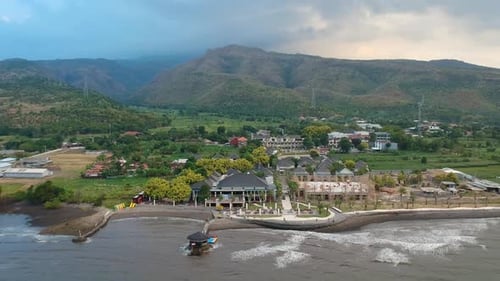Seascape and mountain