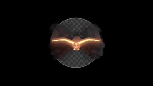 Glowing Fire Phoenix Bird with Smoke Alpha Channel Animation
