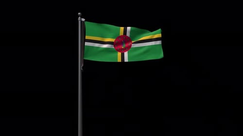 Dominica National Flag Waving in Realistic Animation