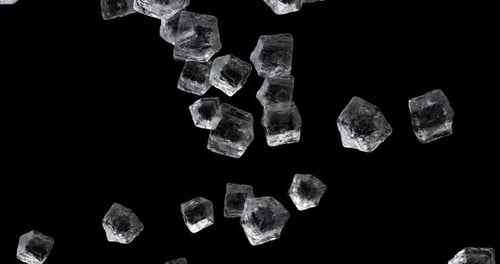 3D Realistic Ice Cubes Falling Alpha Channel Loop