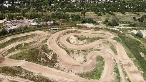 Motorbiker is riding motorbike on extreme sport motorcycle racetrack.