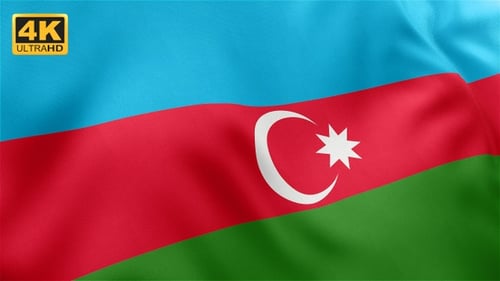 Azerbaijan National Flag Waving with Realistic Fabric Motion
