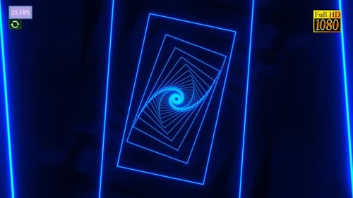 Abstract Neon Blue Rotating Tunnel Loop