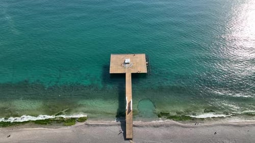 Pier by the sea aerial view Turkey Alanya 4 K
