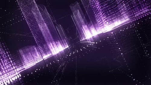 Purple Digital City Seamless Loop