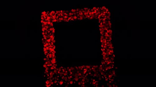 Quadro quadrado abstrato criado por pequenos cubos voando sobre fundo preto