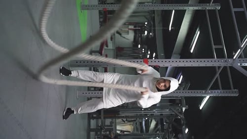 Woman Does Crossfit in a Gym