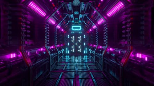 Flying in a Spaceship Tunnel a Scifi Shuttle Corridor