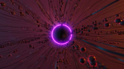 Glowing Neon Ring Abstract Digital Tunnel Animation